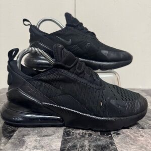 Nike Air Max 270 Womens Youth Size 6Y Triple Black Shoes Sneakers ( Read )